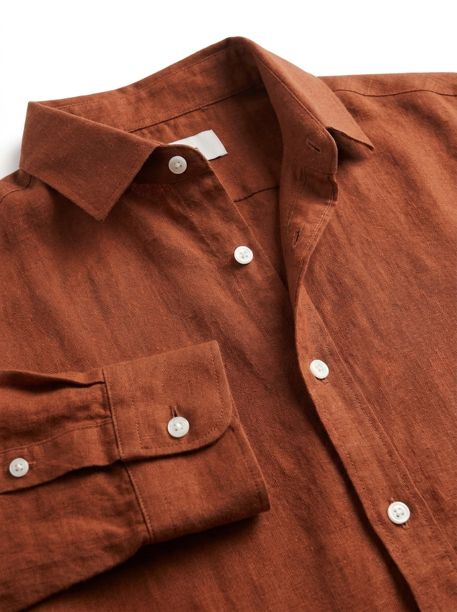 Premium Linen shirt Terracotta colour