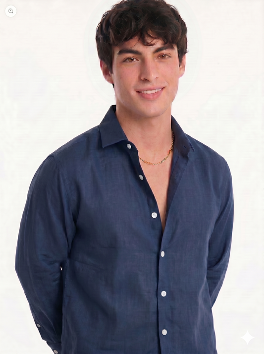 Premium linen dark blue shirt