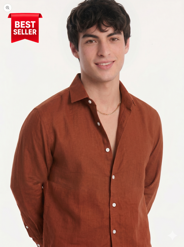 Premium Linen shirt Terracotta colour