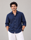 Premium Linen Dark Blue Shirt