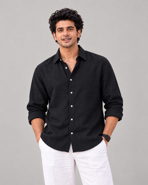 Premium Linen Black Shirt