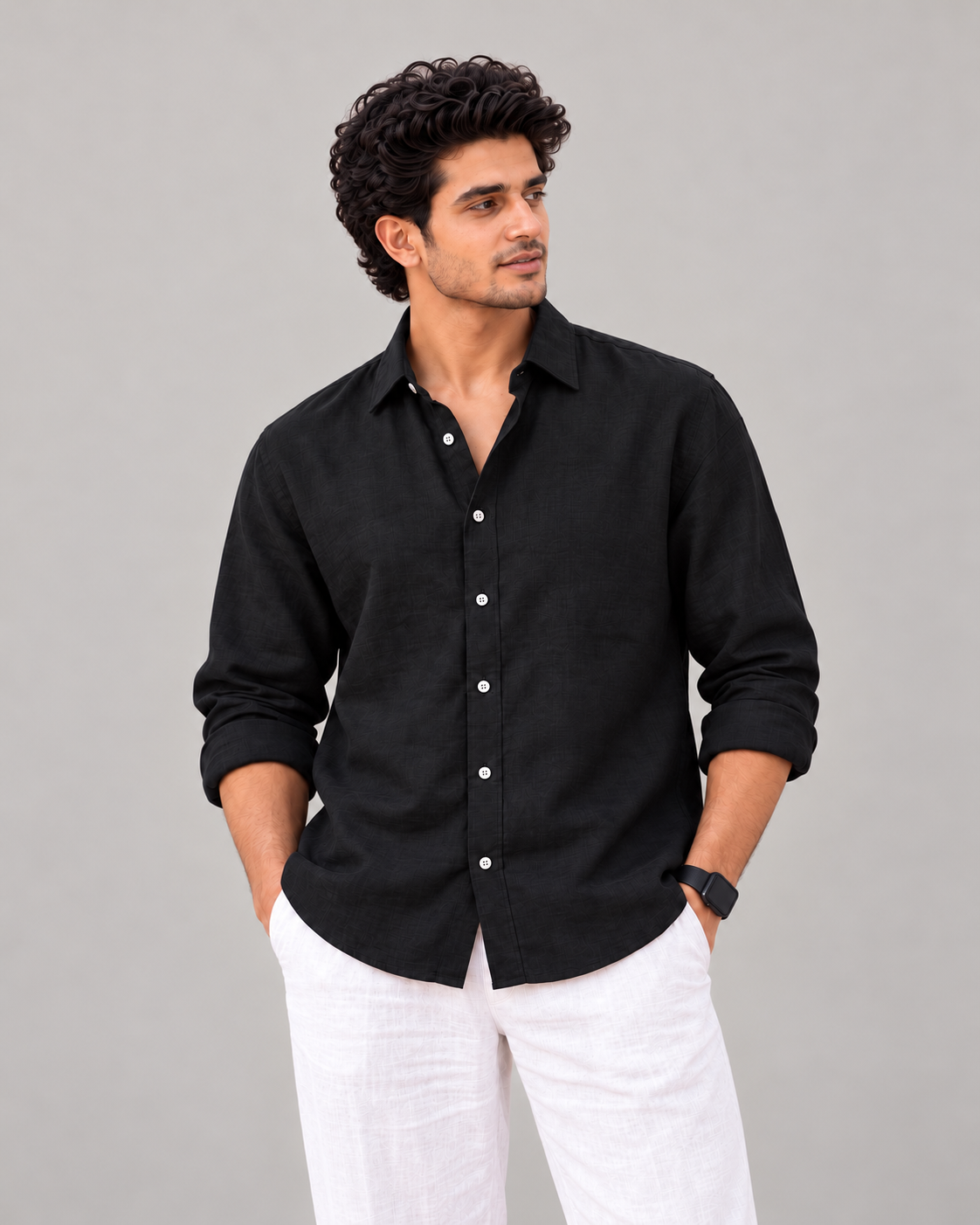 Premium Linen Black Shirt