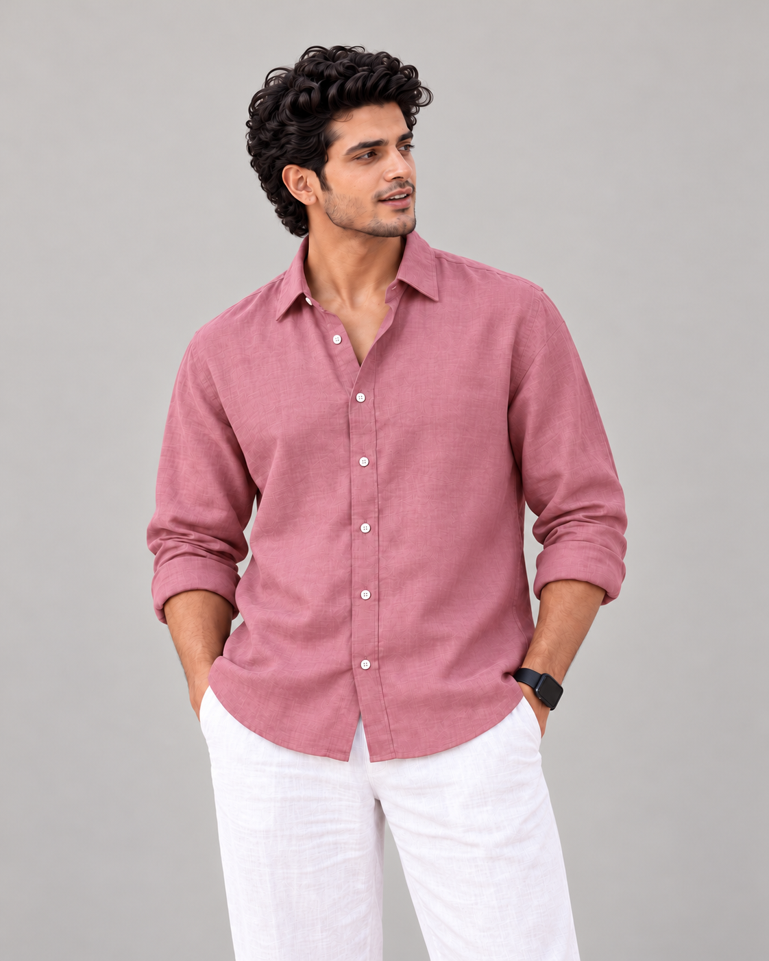 Premium Linen Onion Pink Shirt