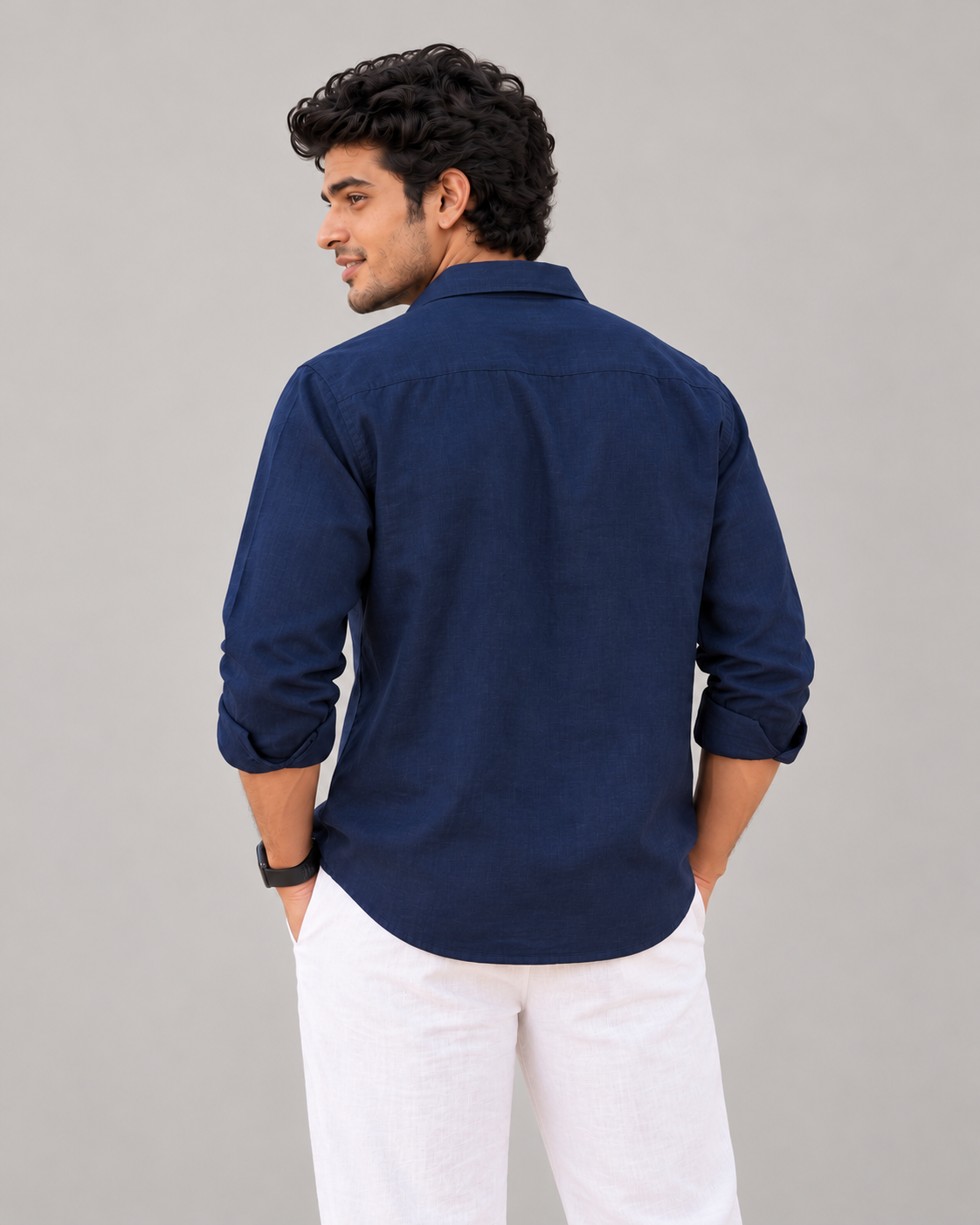 Premium Linen Dark Blue Shirt