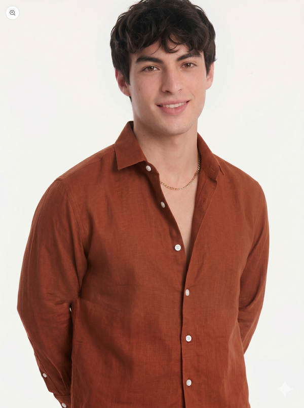 Premium Linen shirt Terracotta colour