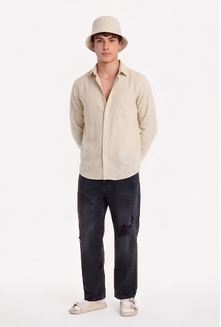 Premium Off White  linen shirt