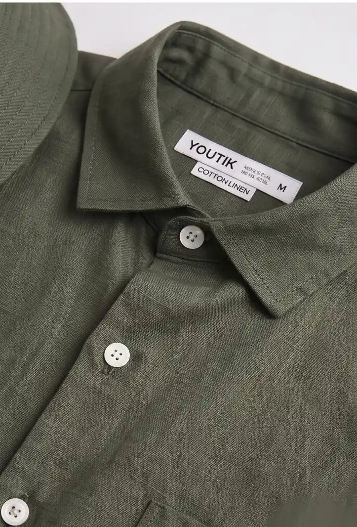 Premium linen Olive green shirt